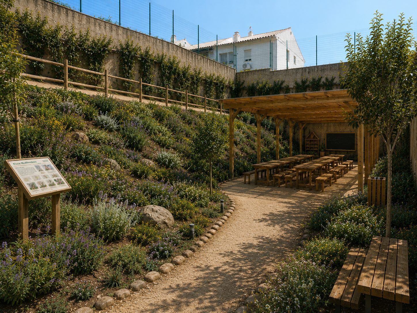 Jardín educativo del colegio SAFA en Osuna